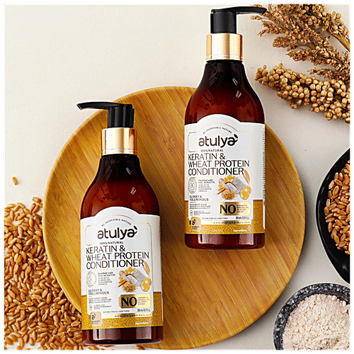 Atulya Keratin & Wheat Protein Hair Conditioner - Fenugreek, Hibiscus, Glossy, Voluminous, 300 ml