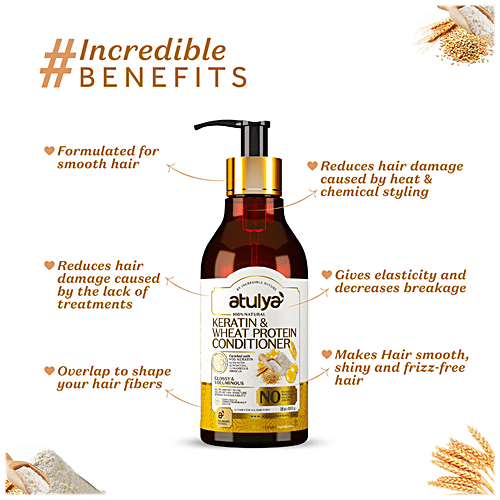 Atulya Keratin & Wheat Protein Hair Conditioner - Fenugreek, Hibiscus, Glossy, Voluminous, 300 ml