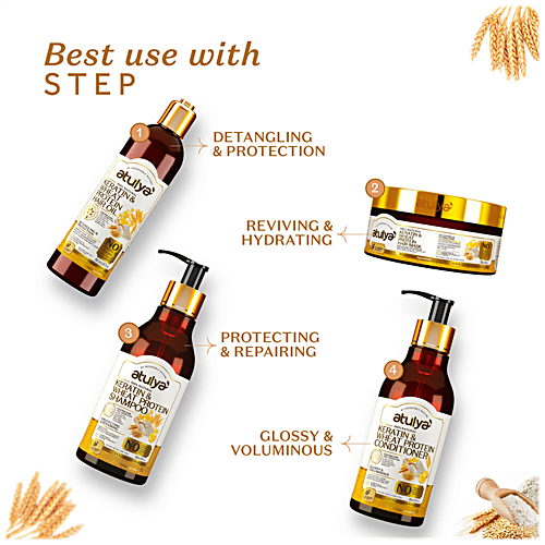 Atulya Keratin & Wheat Protein Hair Conditioner - Fenugreek, Hibiscus, Glossy, Voluminous, 300 ml