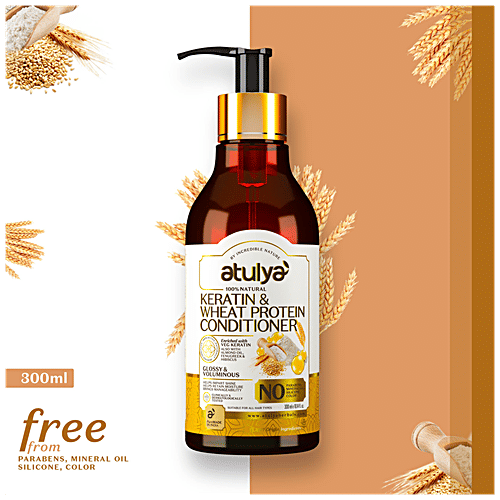 Atulya Keratin & Wheat Protein Hair Conditioner - Fenugreek, Hibiscus, Glossy, Voluminous, 300 ml