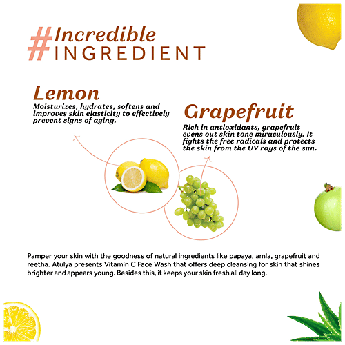 Atulya Vitamin C Foaming Face Wash - With Papaya, Reetha, Refreshing & Illuminating, 150 ml  