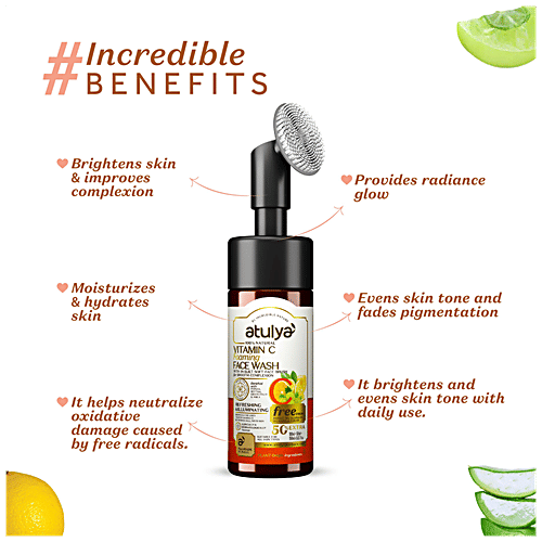 Atulya Vitamin C Foaming Face Wash - With Papaya, Reetha, Refreshing & Illuminating, 150 ml  