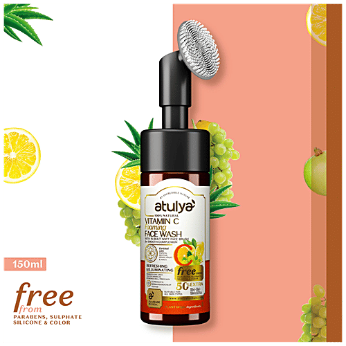 Atulya Vitamin C Foaming Face Wash - With Papaya, Reetha, Refreshing & Illuminating, 150 ml  