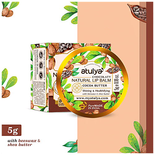 Atulya Natural Lip Balm - With Beeswax, Cocoa Butter, Shining & Healthfying, 5 g Chocolaty 
