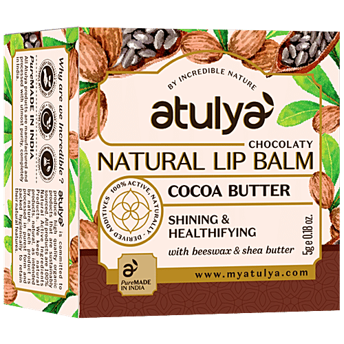 Atulya Natural Lip Balm - With Beeswax, Cocoa Butter, Shining & Healthfying, 5 g Chocolaty 