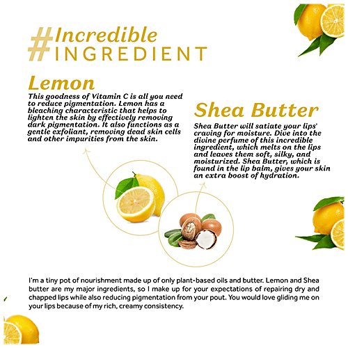 Atulya Fragrant Natural Lip Balm - With Beeswax, Shea Butter, Refreshing & Nourishing, 5 g Lemon