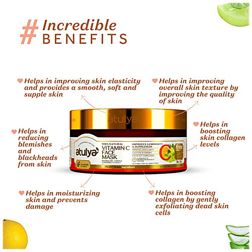 Atulya Vitamin C Face Mask - With Lemon, Chamomile Extract, Improves Luminosity, Skin Clarity, 200 g  