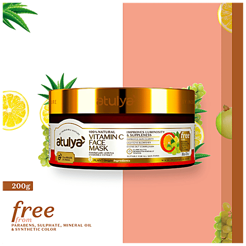 Atulya Vitamin C Face Mask - With Lemon, Chamomile Extract, Improves Luminosity, Skin Clarity, 200 g  