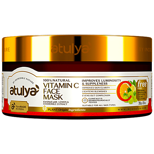 Atulya Vitamin C Face Mask - With Lemon, Chamomile Extract, Improves Luminosity, Skin Clarity, 200 g  