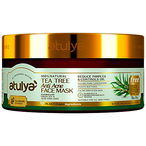 Atulya Tea Tree Anti Acne Face Mask - With Green Tea, Reduce Pimples & Control Oil, 200 g