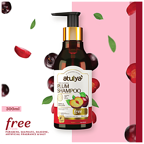 Atulya Plum Shampoo - With Amla & Brahmi, Prevents Frizziness, Strengthens, 300 ml  