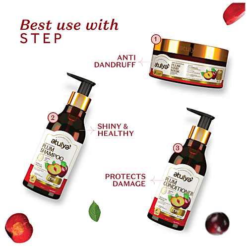 Atulya Plum Shampoo - With Amla & Brahmi, Prevents Frizziness, Strengthens, 300 ml  