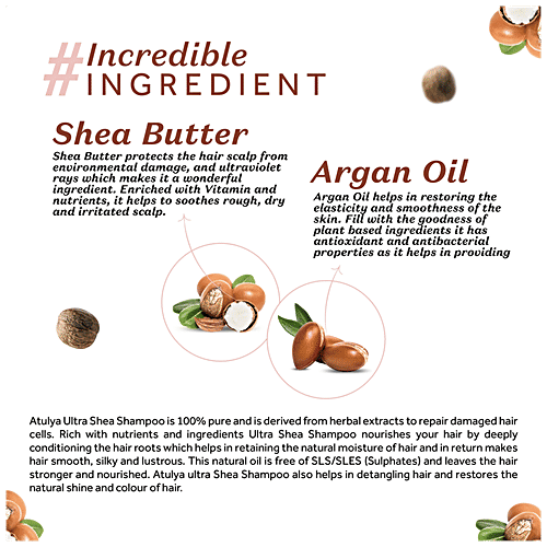 Atulya Ultra Shea Shampoo - With Coconut & Argan Oil, Removes Buildup, Seals Moisture, 300 ml  