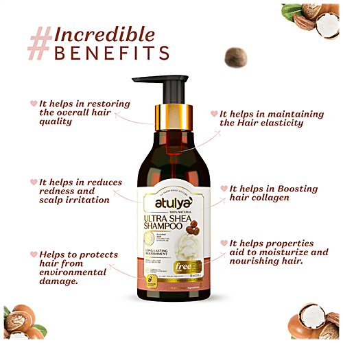 Atulya Ultra Shea Shampoo - With Coconut & Argan Oil, Removes Buildup, Seals Moisture, 300 ml  