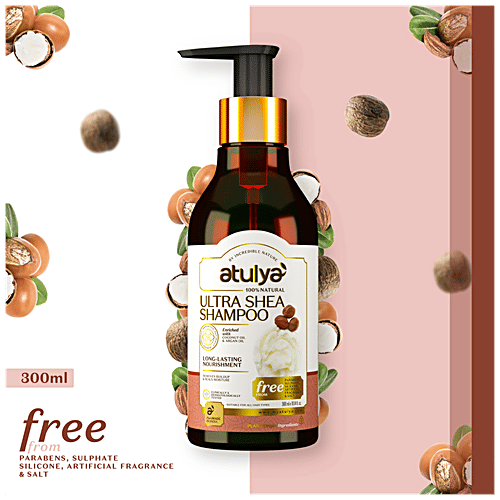 Atulya Ultra Shea Shampoo - With Coconut & Argan Oil, Removes Buildup, Seals Moisture, 300 ml  