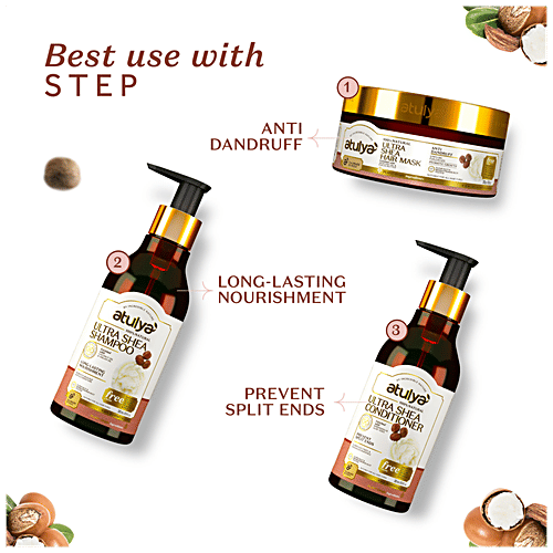 Atulya Ultra Shea Shampoo - With Coconut & Argan Oil, Removes Buildup, Seals Moisture, 300 ml  
