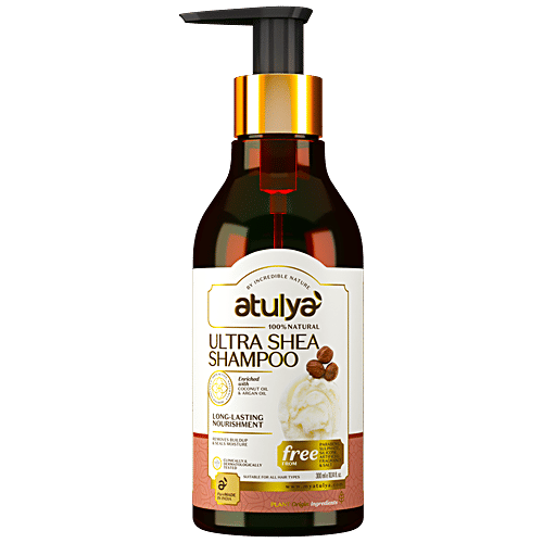 Atulya Ultra Shea Shampoo - With Coconut & Argan Oil, Removes Buildup, Seals Moisture, 300 ml  