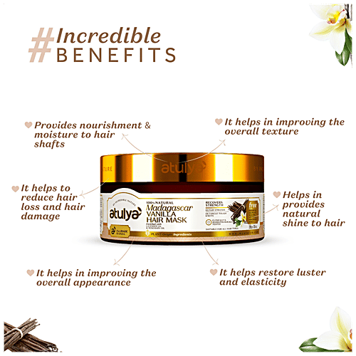 Atulya Madagascar Vanilla Hair Mask - With Lavender Oil, Recovers Strength, Repairs Strands, 200 g  