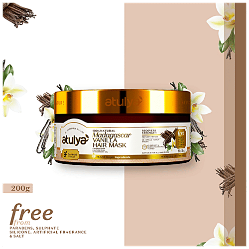 Atulya Madagascar Vanilla Hair Mask - With Lavender Oil, Recovers Strength, Repairs Strands, 200 g  