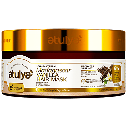 Atulya Madagascar Vanilla Hair Mask - With Lavender Oil, Recovers Strength, Repairs Strands, 200 g  