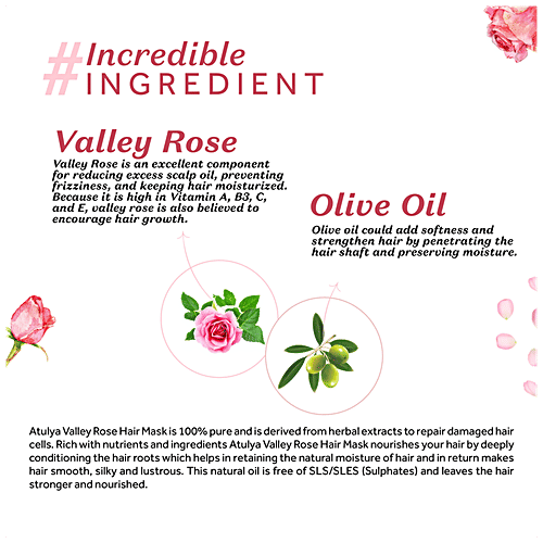 Atulya Valley Rose Hair Mask - With Shikakai, Provides Bounc Movement, Combats Breakage, 200 g  
