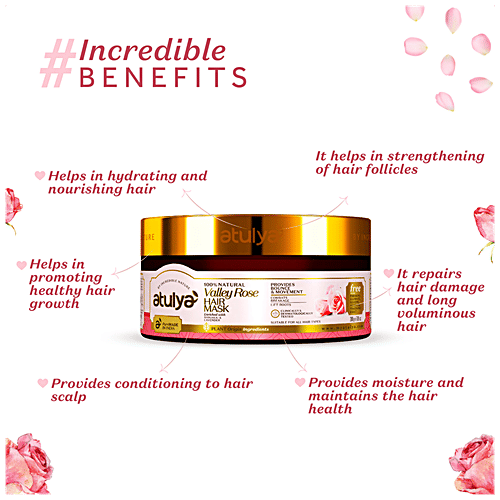 Atulya Valley Rose Hair Mask - With Shikakai, Provides Bounc Movement, Combats Breakage, 200 g  