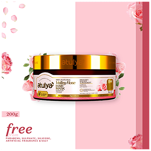 Atulya Valley Rose Hair Mask - With Shikakai, Provides Bounc Movement, Combats Breakage, 200 g  