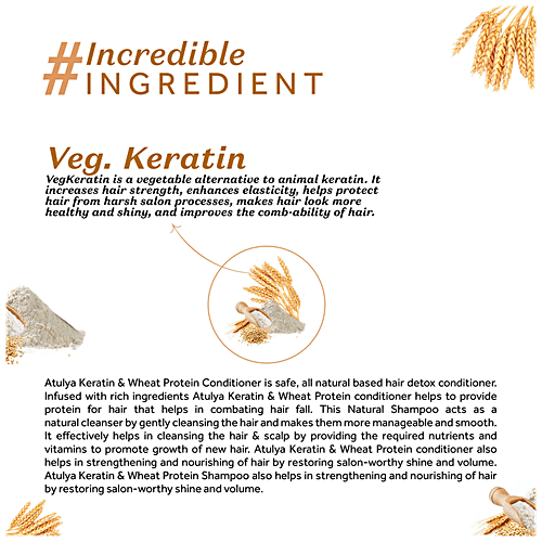 Atulya Smooth & Shiny Hair Pack - Keratin & Wheat Protein Shampoo + Conditioner, 2 pcs (300 ml each) 