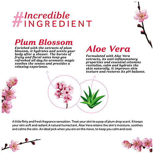 Atulya Plum Blossom Body Mist - With Aloe Vera, Wheat Germ, Calms Senses, Uplifts Mood, 150 ml  