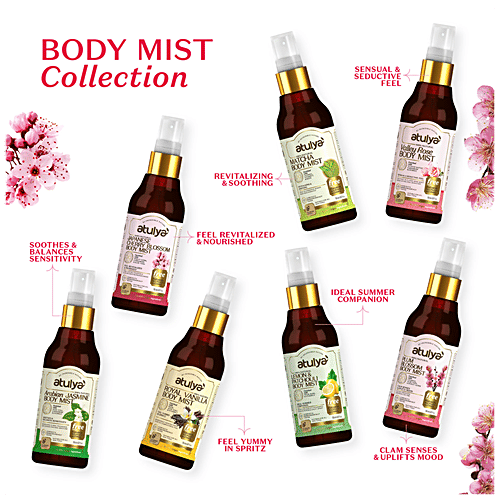 Atulya Japanese Cherry Blossom Body Mist - With Wheat Germ, Aloe Vera, Refreshes Mood, 150 ml  