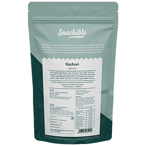 Snackible Baked Kachori - Rich In Protein, High Fibre, No Refined Sugar, Zero Maida, 90 g