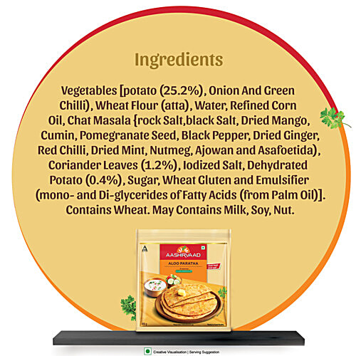 Aashirvaad Ready To Cook Aloo Paratha, Delicious Frozen, 400 g (4 pcs) No Added Preservatives