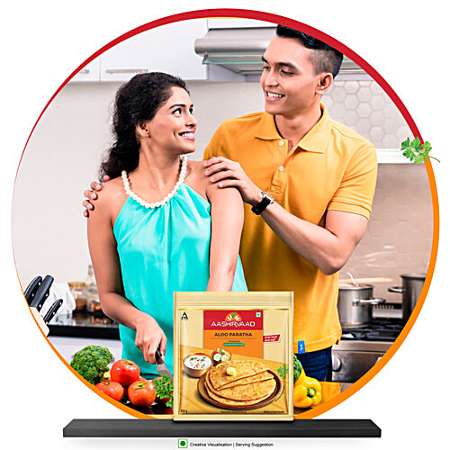 Aashirvaad Ready To Cook Aloo Paratha, Delicious Frozen, 400 g (4 pcs) No Added Preservatives