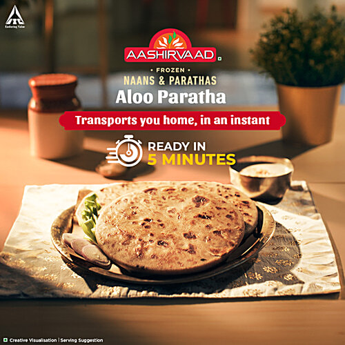 Aashirvaad Ready To Cook Aloo Paratha, Delicious Frozen, 400 g (4 pcs) No Added Preservatives