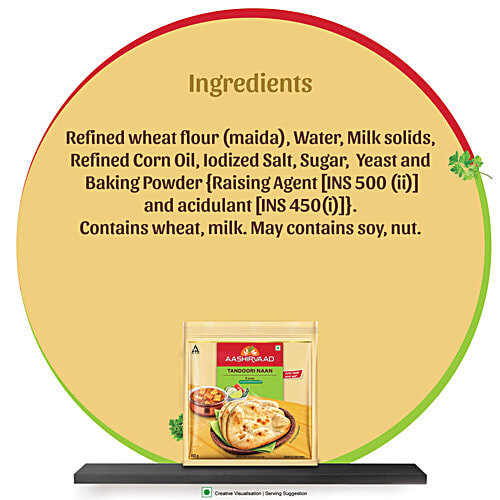 Aashirvaad Ready To Cook Tandoori Naan, Delicious Frozen, 400 g (5 pcs) No Added Preservatives