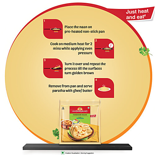 Aashirvaad Ready To Cook Tandoori Naan, Delicious Frozen, 400 g (5 pcs) No Added Preservatives