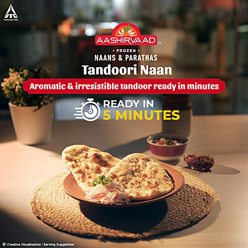Aashirvaad Ready To Cook Tandoori Naan, Delicious Frozen, 400 g (5 pcs) No Added Preservatives