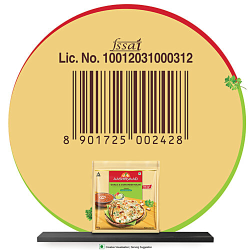 Aashirvaad Ready to Cook Garlic & Coriander Naan, Delicious Frozen, 400 g (5 pcs) No Added Preservatives