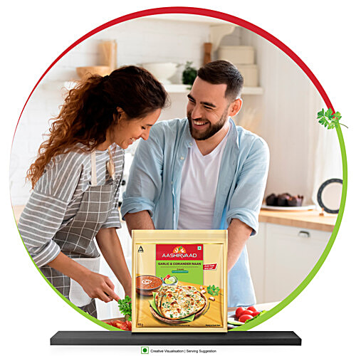 Aashirvaad Ready to Cook Garlic & Coriander Naan, Delicious Frozen, 400 g (5 pcs) No Added Preservatives