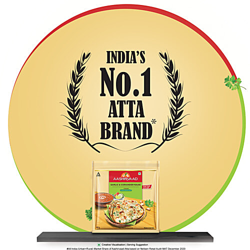 Aashirvaad Ready to Cook Garlic & Coriander Naan, Delicious Frozen, 400 g (5 pcs) No Added Preservatives