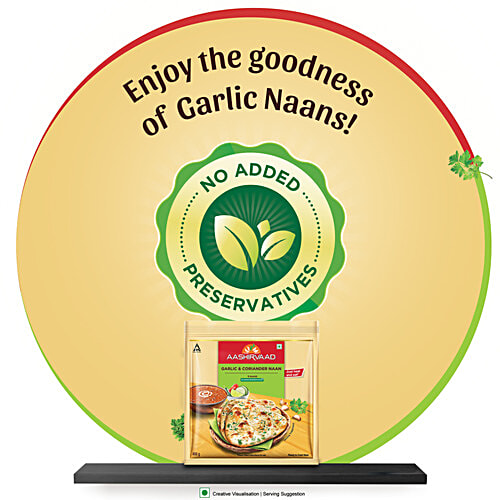 Aashirvaad Ready to Cook Garlic & Coriander Naan, Delicious Frozen, 400 g (5 pcs) No Added Preservatives