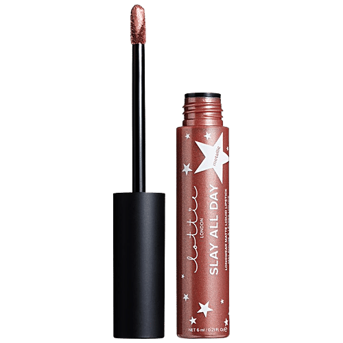 Lottie London Slay All Day - Matte Metallic Liquid Lipstick, Highly Pigmented, Longlasting Stay, 6 ml Shook