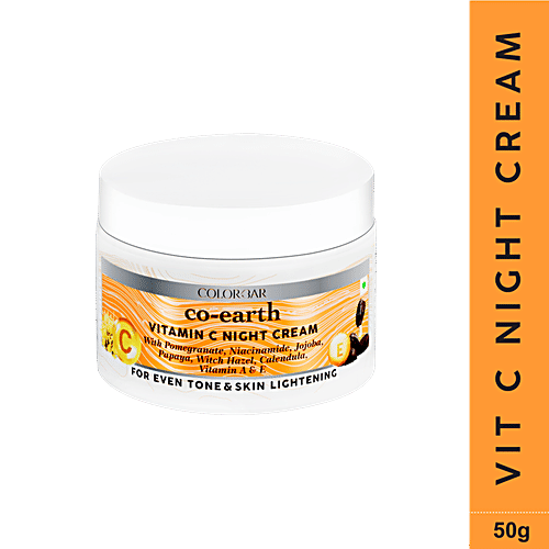 ColorBar Co-Earth Vitamin C Night Cream - For Even Tone & Skin Lightening, 50 g