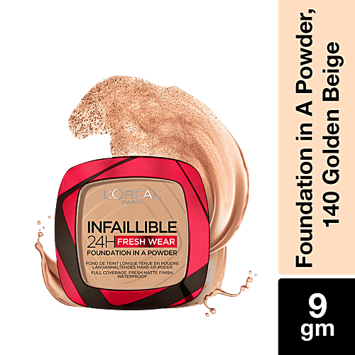 L'Oreal Paris Infallible 24H Fresh Wear Foundation Powder, 9 g 140 Golden Beige 