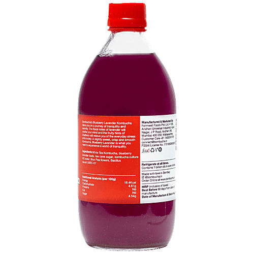 Bombucha Blueberry Lavender Kombucha - Probiotic Sparkling Fermented Tea, Ready To Drink, 500 ml  