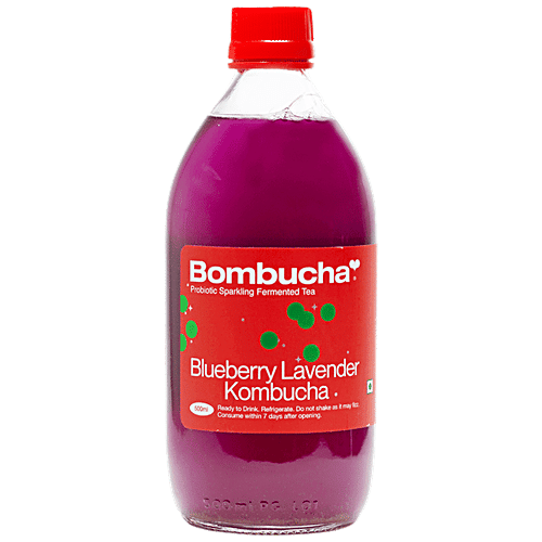 Bombucha Blueberry Lavender Kombucha - Probiotic Sparkling Fermented Tea, Ready To Drink, 500 ml  