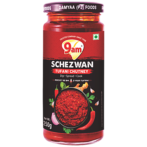 9 AM Schezwan Chutney - Accompaniment For Momos, 250 g  