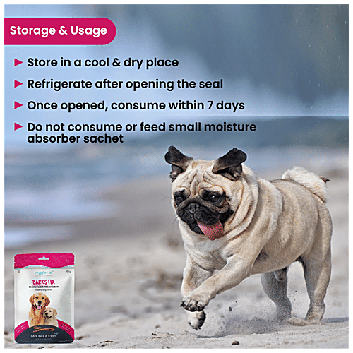 Wiggles.in Barkstix Dog Treats For Training Adult Puppies - Soft Chew Stick Hip, Skin & Coat, Chicken & Strawberry, 400 g