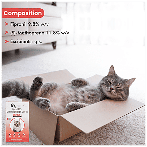 Wiggles.in Eraditch Spot On For Cats Fleas Ticks Remover Treatment Drops - Over 3 Months, 0.5 ml