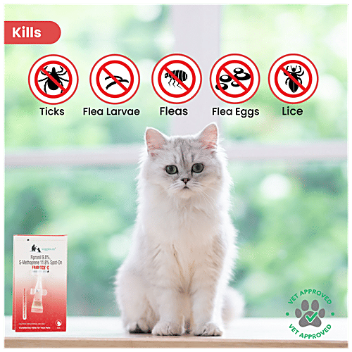 Wiggles.in Eraditch Spot On For Cats Fleas Ticks Remover Treatment Drops - Over 3 Months, 0.5 ml